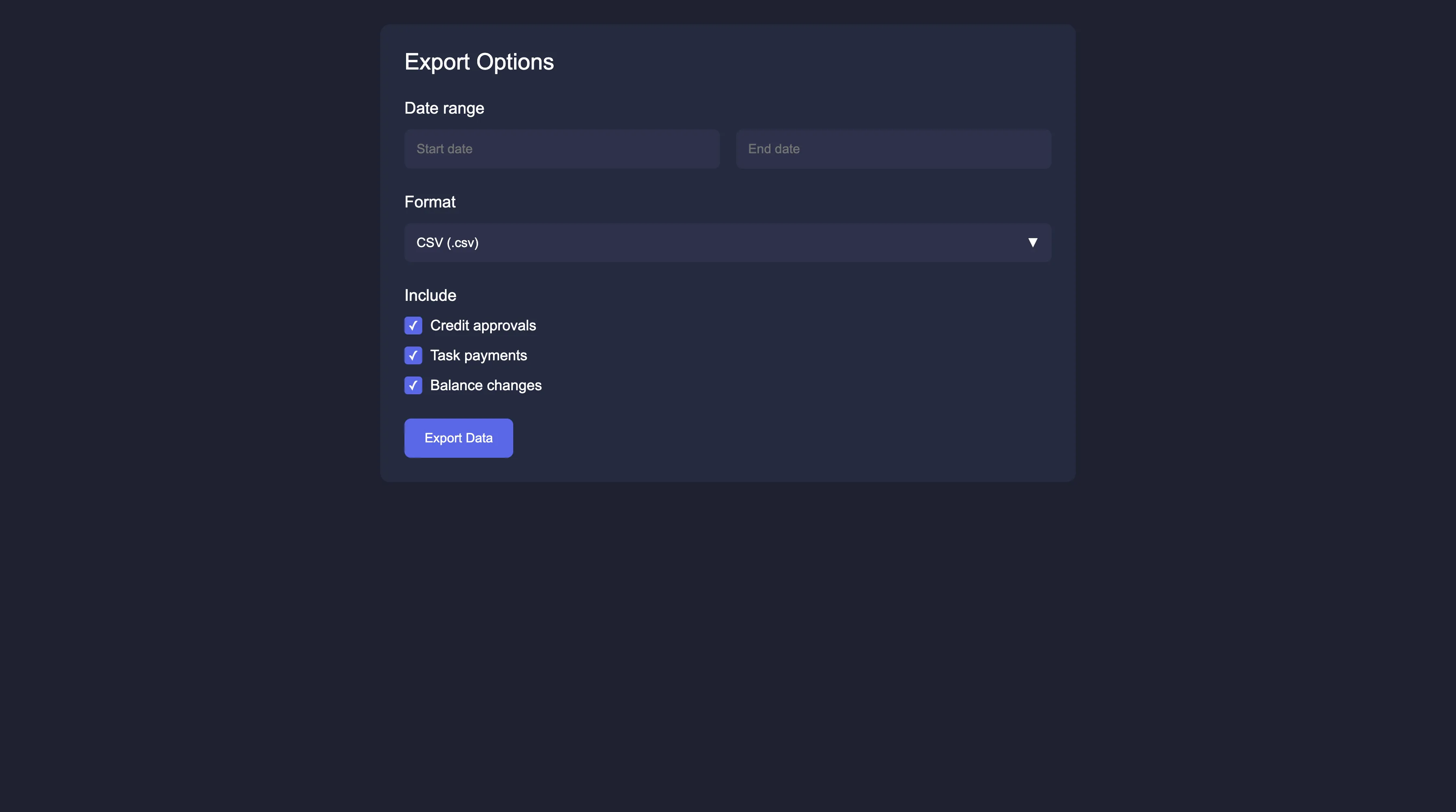 Export transaction data