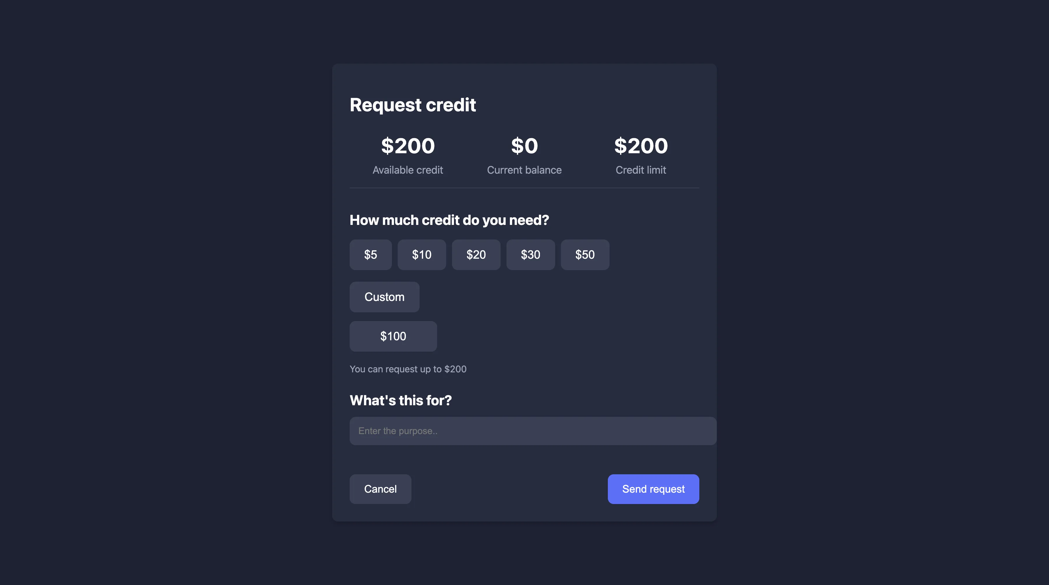 Credit request form
