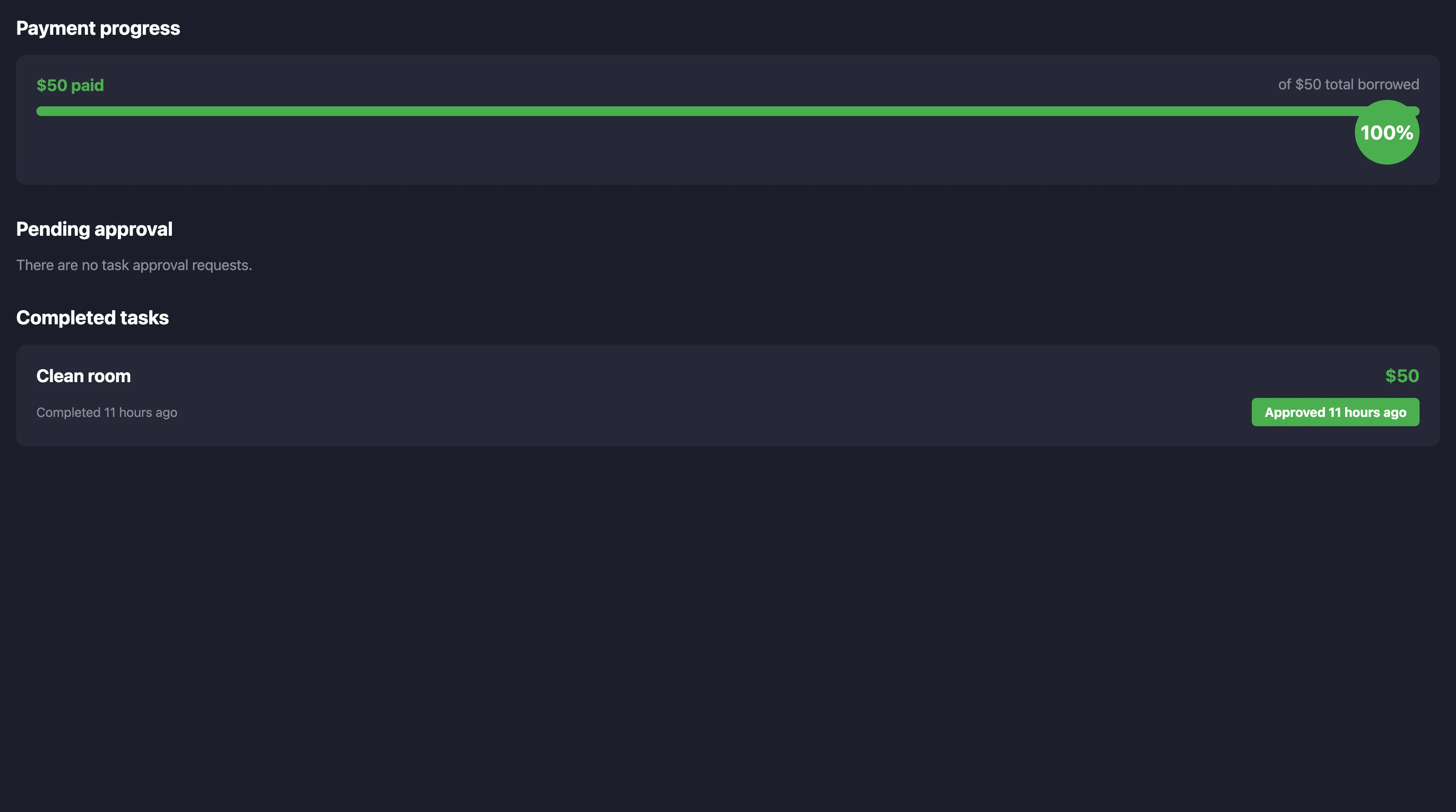 Task payment progress