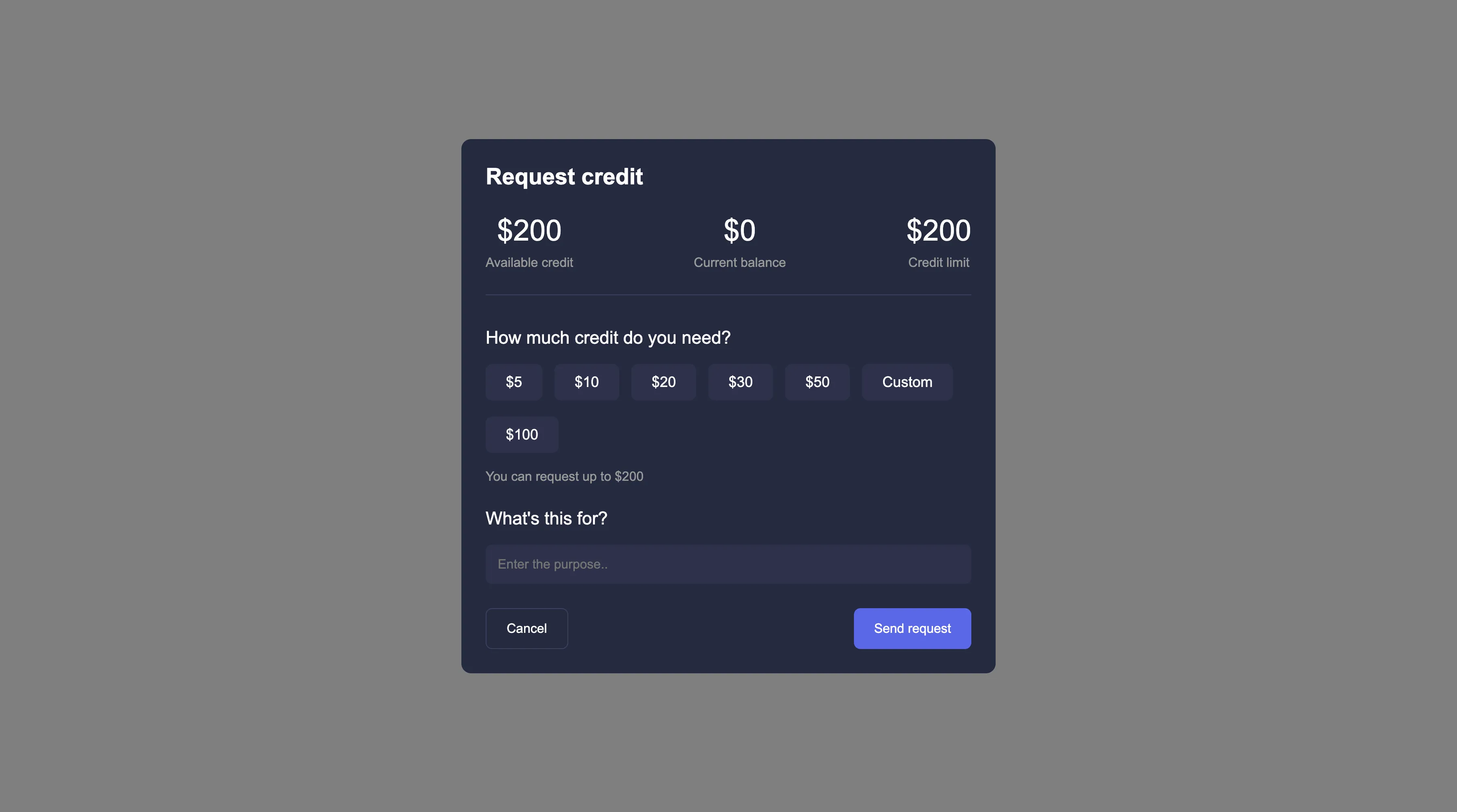 Credit request form